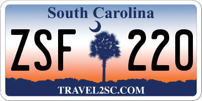 SC license plate ZSF220