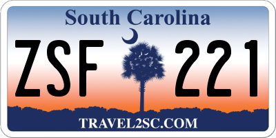 SC license plate ZSF221