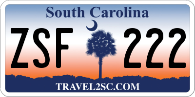 SC license plate ZSF222