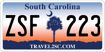 SC license plate ZSF223