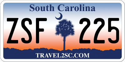 SC license plate ZSF225