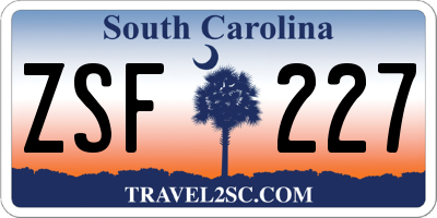 SC license plate ZSF227