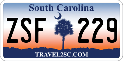 SC license plate ZSF229