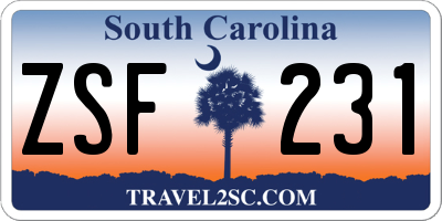 SC license plate ZSF231