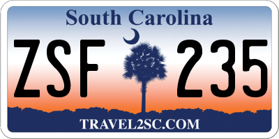SC license plate ZSF235