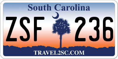 SC license plate ZSF236