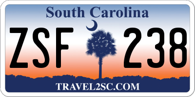 SC license plate ZSF238