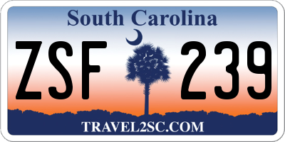 SC license plate ZSF239