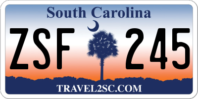 SC license plate ZSF245