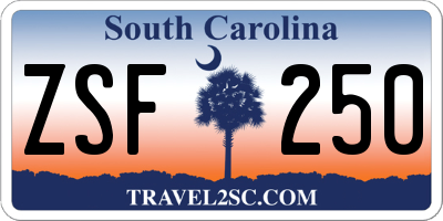 SC license plate ZSF250