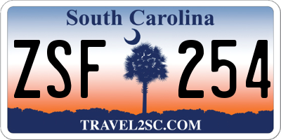 SC license plate ZSF254
