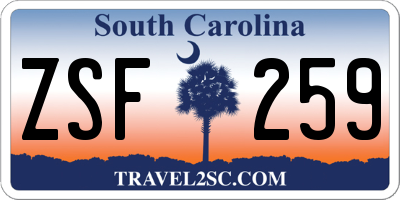 SC license plate ZSF259