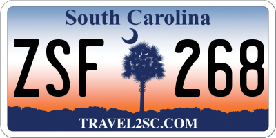 SC license plate ZSF268