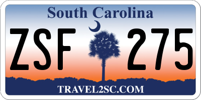 SC license plate ZSF275