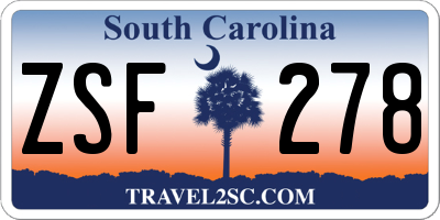 SC license plate ZSF278