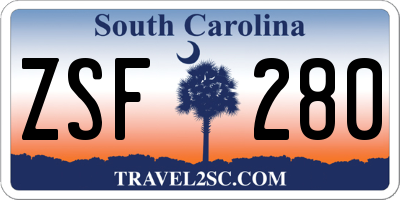SC license plate ZSF280