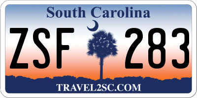 SC license plate ZSF283