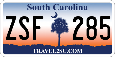SC license plate ZSF285