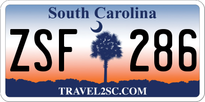 SC license plate ZSF286