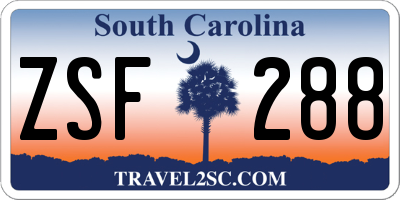 SC license plate ZSF288