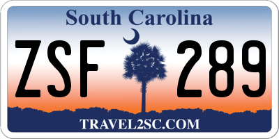 SC license plate ZSF289