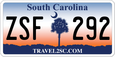 SC license plate ZSF292