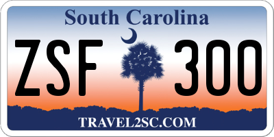 SC license plate ZSF300