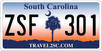 SC license plate ZSF301