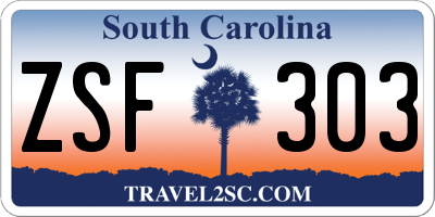 SC license plate ZSF303