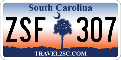 SC license plate ZSF307