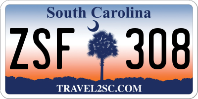 SC license plate ZSF308