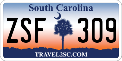 SC license plate ZSF309