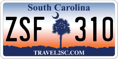 SC license plate ZSF310