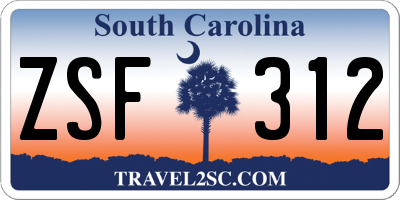 SC license plate ZSF312