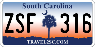 SC license plate ZSF316