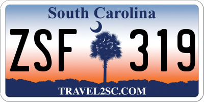 SC license plate ZSF319