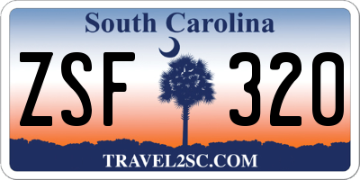 SC license plate ZSF320
