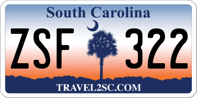 SC license plate ZSF322