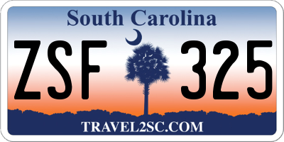 SC license plate ZSF325