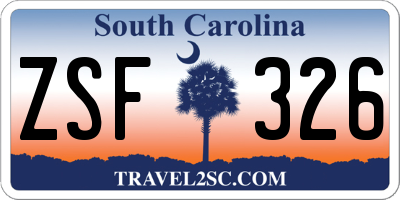 SC license plate ZSF326