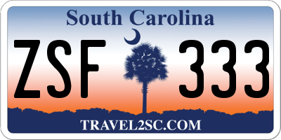 SC license plate ZSF333