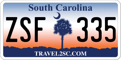 SC license plate ZSF335