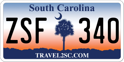 SC license plate ZSF340