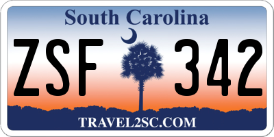 SC license plate ZSF342