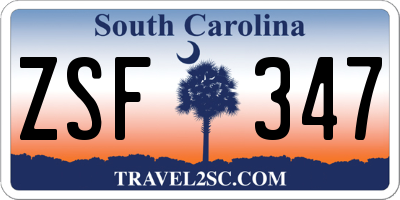 SC license plate ZSF347