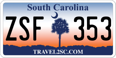 SC license plate ZSF353