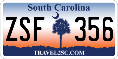 SC license plate ZSF356