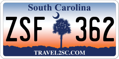 SC license plate ZSF362
