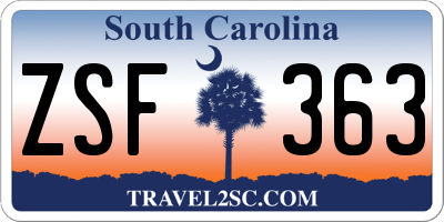 SC license plate ZSF363