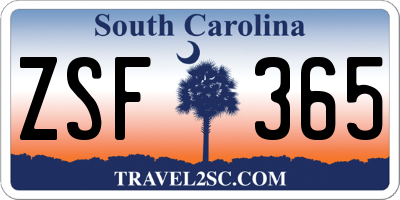 SC license plate ZSF365